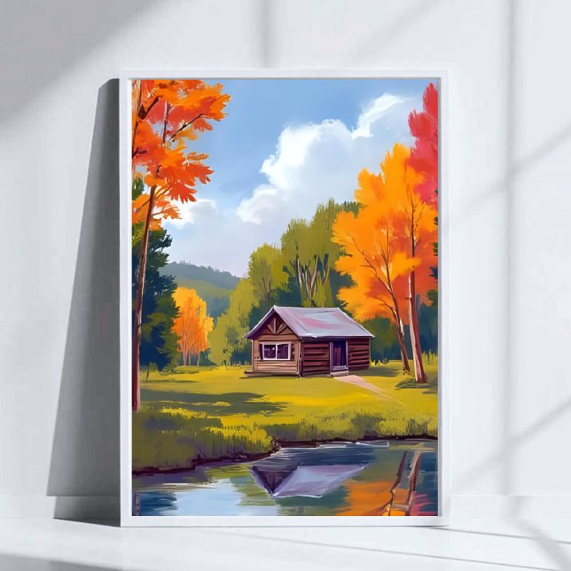 Autumn Abode Lakeside Cottage Poster (Skapare uppladdad)