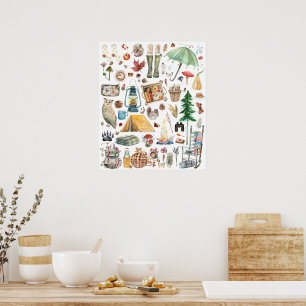 Autumn Abundance Illustrationer av ytvattenfärg Poster