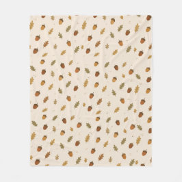 Autumn Acorn Pattern Throw Blanket Fleecefilt