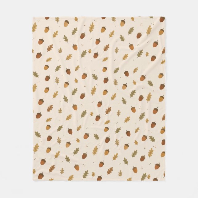 Autumn Acorn Pattern Throw Blanket Fleecefilt (Framsidan)