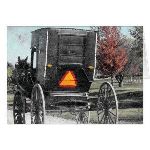 Autumn Amish Buggy Hälsningskort