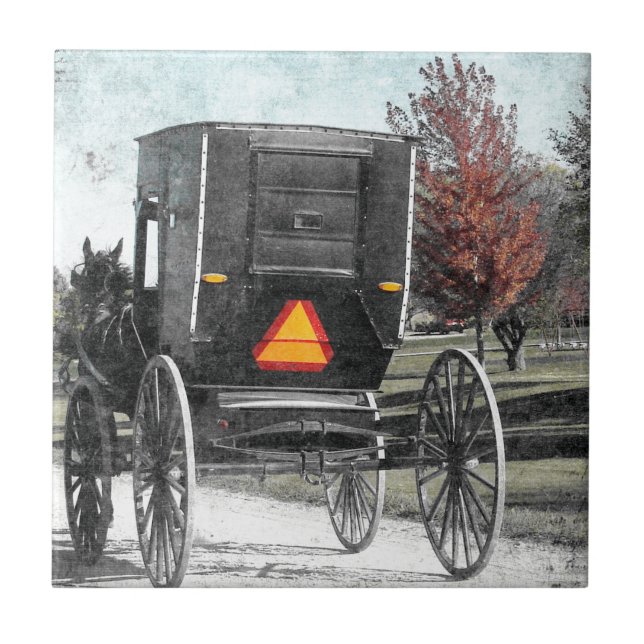 Autumn Amish Buggy Kakelplatta (Framsidan)