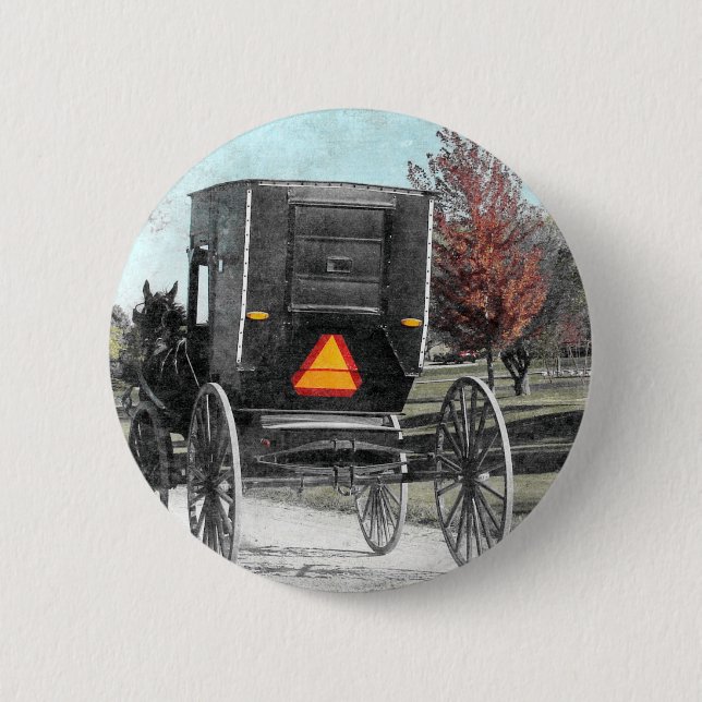 Autumn Amish Buggy Knapp (Framsida)