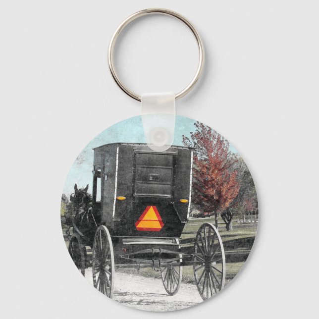 Autumn Amish Buggy Nyckelring (Framsida)