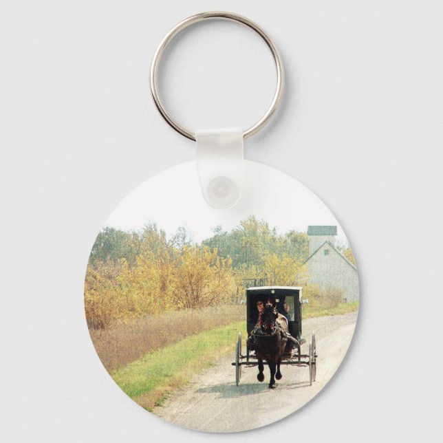 Autumn Amish Horse and Buggy Nyckelring (Framsida)