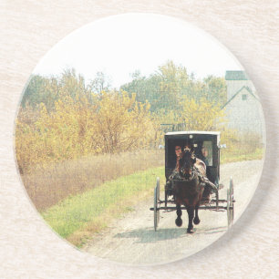Autumn Amish Horse and Buggy Underlägg Sandsten