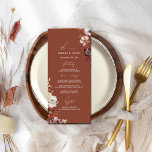 Autumn Anemone Blommigt Mörk Terracotta Bröllop Me Meny<br><div class="desc">Anemonformade blommigtar på hösten överst höger och grund lämnat med mörk terracotta bakgrund och vit text.</div>