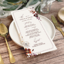 Autumn Anemone Hand plockade Gräns Bröllop Menu