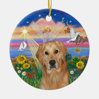 Autumn Angel - Golden Retriever (K) Julgransprydnad Keramik