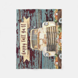 Autumn Antique Rustic Lastbil & Fall Pumpkins Fleecefilt