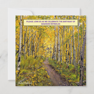 Autumn Aspen Birthday Invitation – Golden Forest Inbjudningar