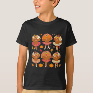 Autumn Ballerinas Dancing Cute Turkey Thanksgiving T Shirt