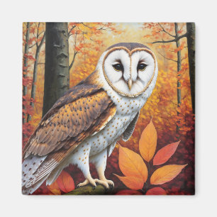 Autumn Barn Uggla Art Magnet