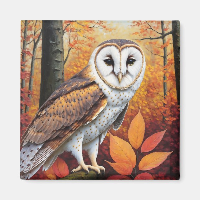Autumn Barn Uggla Art Magnet (Framsidan)
