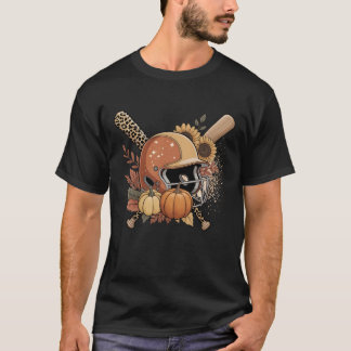 Autumn Baseball – Leopard Print Helmet Sunflowers T Shirt