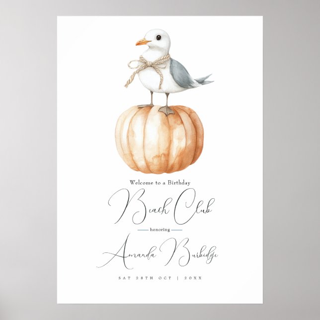 Autumn Beach Club Welcome Sign - Coastal Chic Fall Poster (Framsidan)