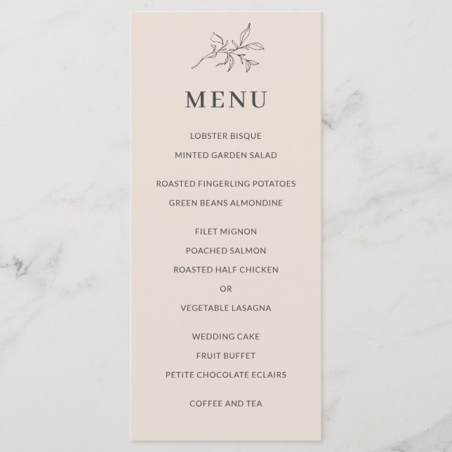 Autumn Beige Simple Elegant Botanical Menu Program (Framsida)