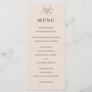 Autumn Beige Simple Elegant Botanical Menu Program
