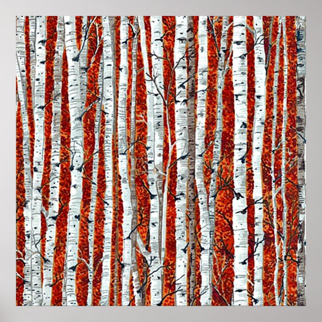 AUTUMN BIRCH TRÄD POSTER (Framsidan)