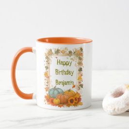 Autumn Birthday Mug Personalized Fall Pumpkins  Mugg