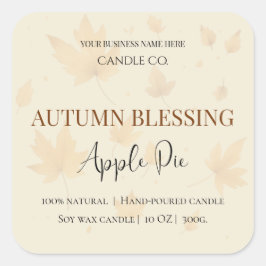 Autumn Blessing Apple Pie | Fall Candle Label  Fyrkantigt Klistermärke