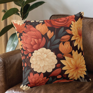 Autumn Blommigt Chrysanthemums Kudde