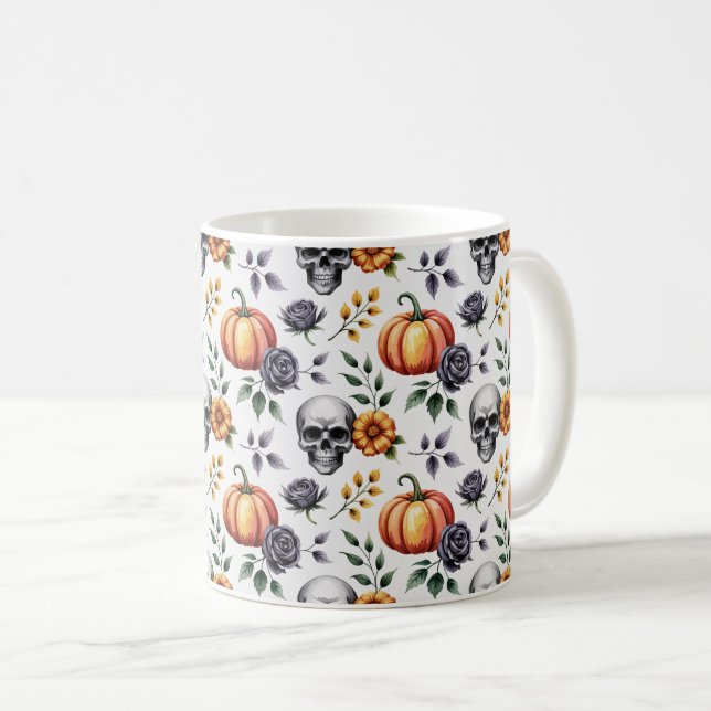 Autumn Blommigt Halloween Kaffemugg (Framsida höger)