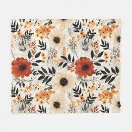 Autumn Bloom Garden Floral Pattern Fleecefilt