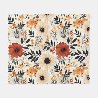 Autumn Bloom Garden Floral Pattern Fleecefilt