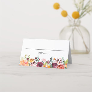 Autumn Blooms Blommigt Garland Fall Wedding Placeringskort