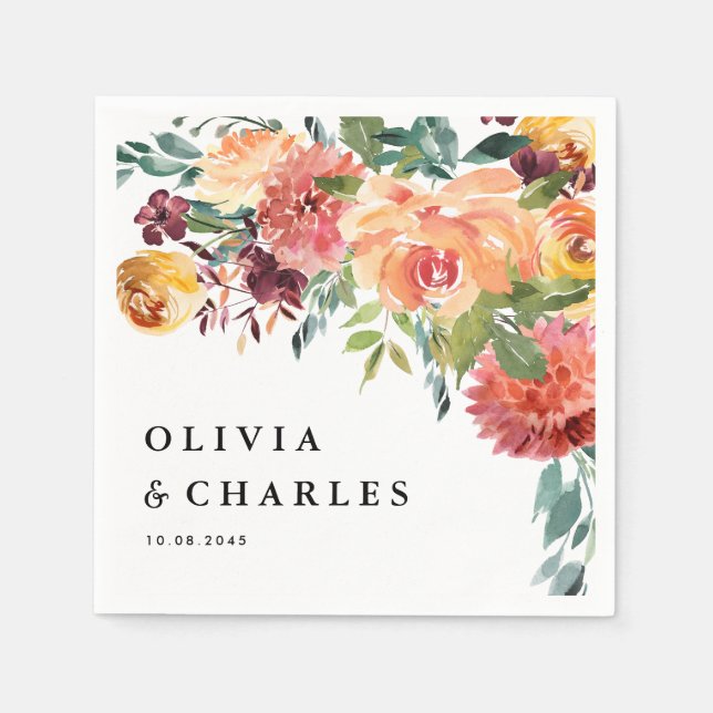 Autumn Blooms Bouquet Fall Wedding Pappersservett (Framsidan)