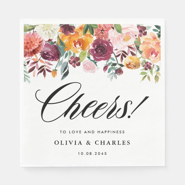 Autumn Blooms Garland Fall Wedding Pappersservett (Framsidan)