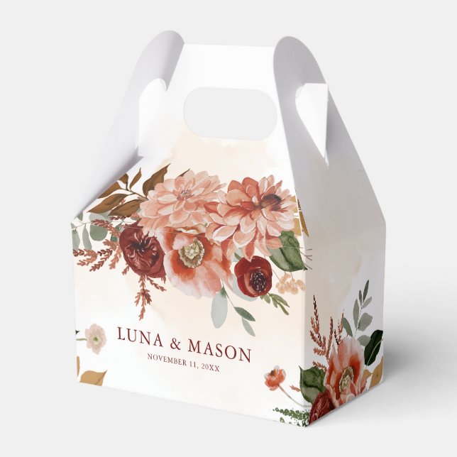 Autumn Bohemian Burgundy och Terracotta Blommigt Presentaskar (Framsidan Sidan)