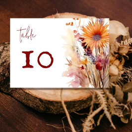 Autumn Boho Blommigt Bröllop | Vit Bordsnummer