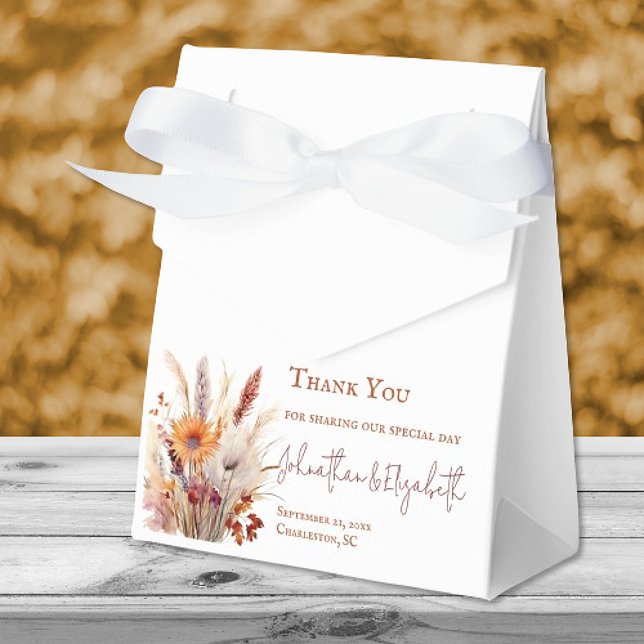 Autumn Boho Blommigt Bröllop | Vit Presentaskar (Autumn Boho Floral Wedding White Favor Boxes)