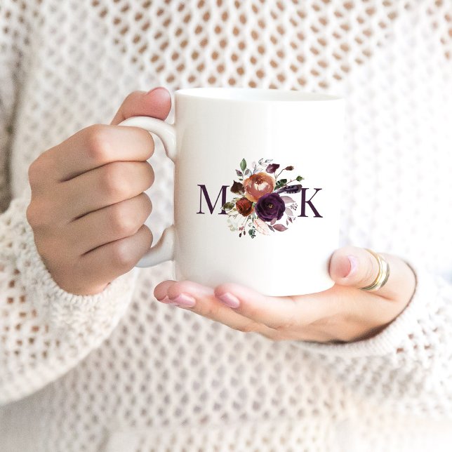 Autumn Boho Blommigt Monogrammed Kaffemugg (Skapare uppladdad)