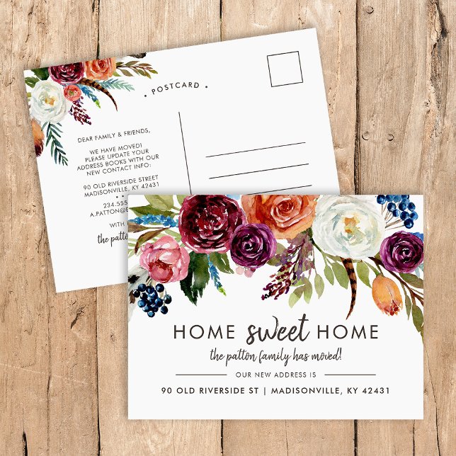 Autumn Boho Blooms Ny adress Flytta Meddelande (Skapare uppladdad)