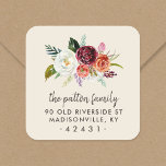 Autumn Boho Blooms Returadressetikett Fyrkantigt Klistermärke<br><div class="desc">Anpassningsbar returadress-klistermärken personlig med din familj namn och adress med en blommigt med boho vattenfärg bouquet i rustik höst färger. Använda designen verktyg för att ändra bakgrunden till färg och typsnitt för att anpassa din egen unika design ytterligare.</div>