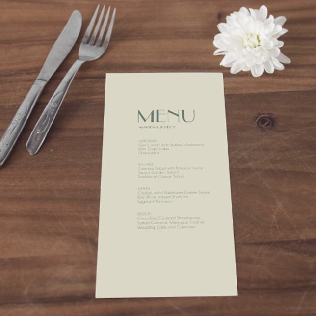 Autumn Boho Deco | Cream Bröllop Menu Meny (Skapare uppladdad)