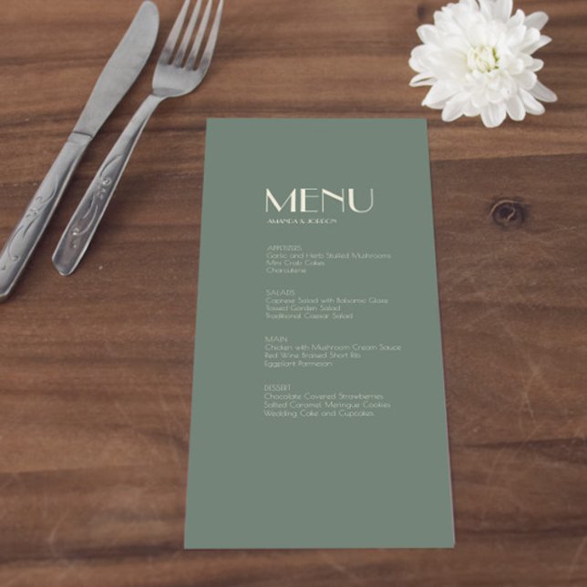 Autumn Boho Deco | Sage Grönt Bröllop Menu Meny (Skapare uppladdad)