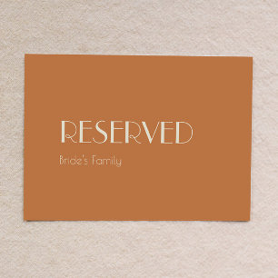 Autumn Boho Deco Terracotta Bröllop Reserved Sign
