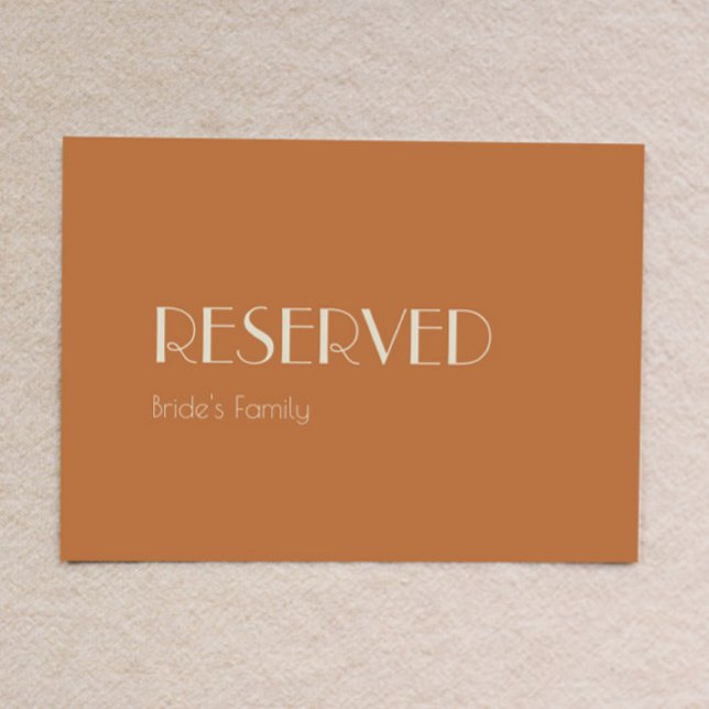 Autumn Boho Deco Terracotta Bröllop Reserved Sign (Skapare uppladdad)
