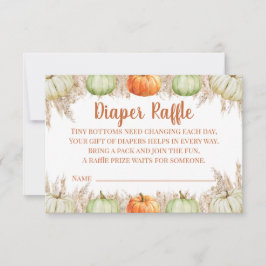 Autumn Boho Pampas Grass Diaper Raffle Card Tack Kort