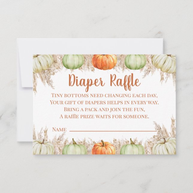 Autumn Boho Pampas Grass Diaper Raffle Card Tack Kort (Framsida)