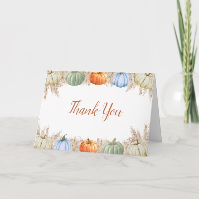 Autumn Boho Pampas Grass Thank You Card | Fall Tack Kort (Framsida)