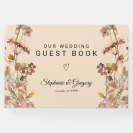 Autumn Boho Wildblomma Bröllop Gästböcker