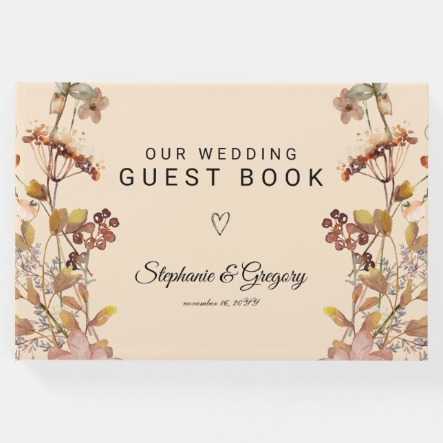 Autumn Boho Wildblomma Bröllop Gästböcker (Framsida)