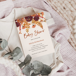 Autumn  Boho Wildblommor   Babyskor Inbjudningar