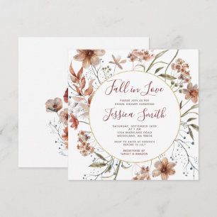 Autumn Boho Wildblommor blommar i Kärlek Möhippa Inbjudningar