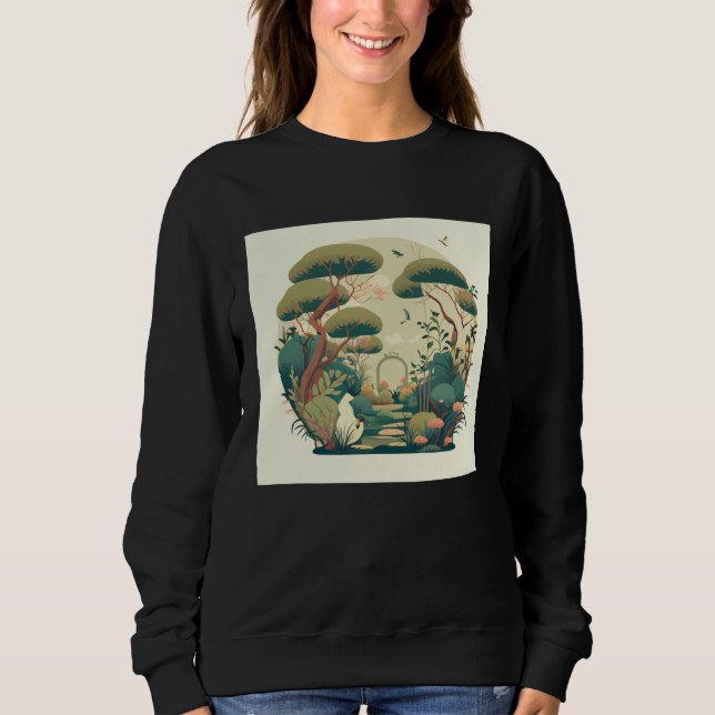 Autumn Bonsai Trees Garden Shrine Pond Japanese Sw T Shirt (Framsida)